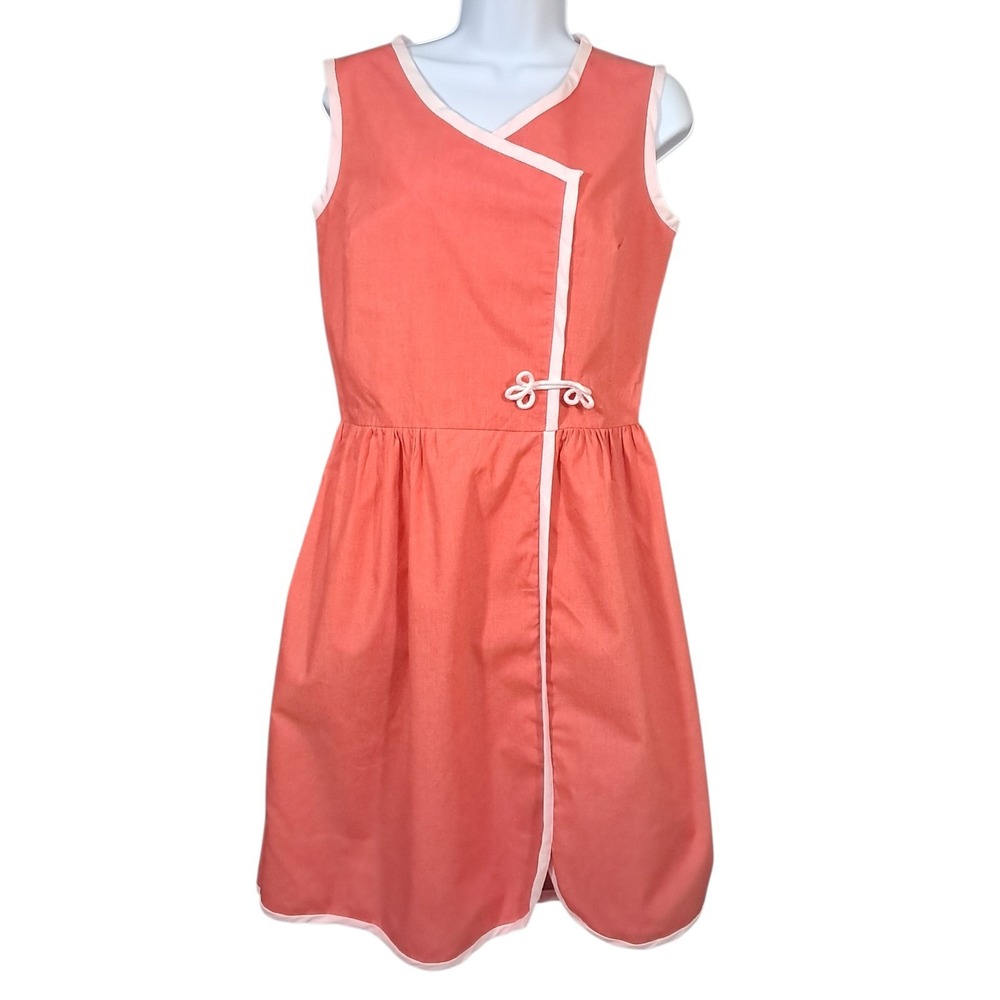 Vintage 50s‎ Tall Shop Dress Coral Hourglass Union Made Rockability Retro Medium